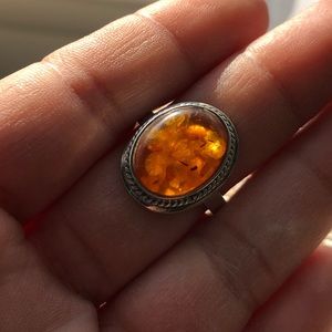 Vintage Sterling Amber Ring